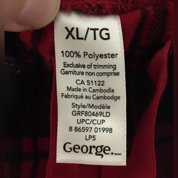 George - Red And Black Plaid Flannel Pyjama Set - Extra Large - Picture 8 of 8